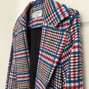 Helene Berman Ruth long check coat in red and blue